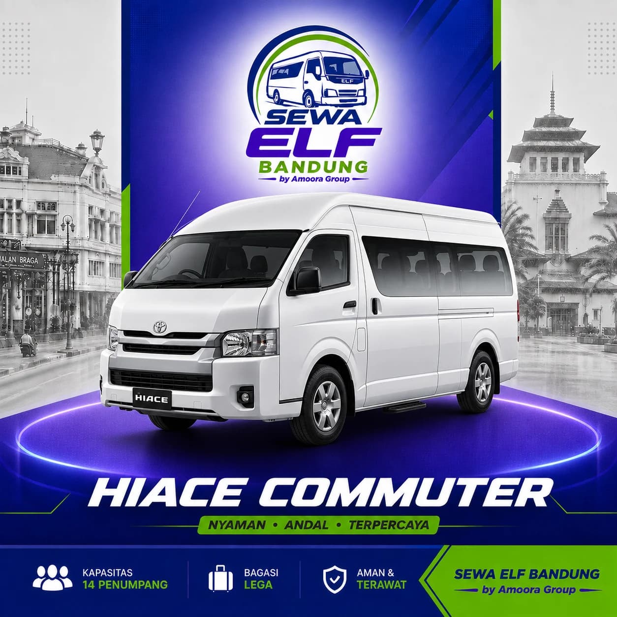 Sewa Hiace Commuter Bandung 14 Seat - Sewa Elf Bandung by Amoora Group